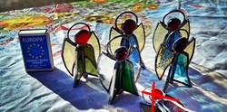 5-piece tiffany angel pack, original u.S.A. Made of colored tiffany glass! (B)