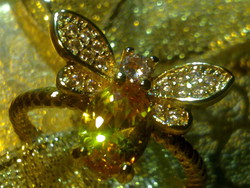 Gyönyörű citrin aranyozott ezüst méhecske gyűrű arany
