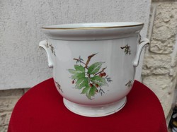 Huge flowerpot with Herend flowers! Offering, flower holder. Also as a gift! Rosehip bran, 20.5 cm