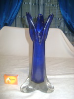 Vastag falú, szakított aljú üveg váza