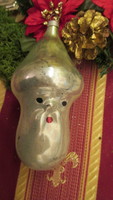 Régi figurális üveg karácsonyfadísz gomba télapó