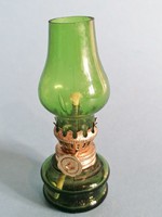 Antik,mini szakított üveg sétáló petróleum lámpa
