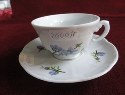 Zsolnay porcelán kávés csésze +  alátét. Hófehér alapon kék virág mintás. hibátlan 