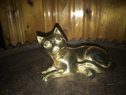 Régi réz cica szobor macska figura