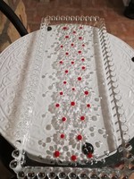 meseszép vastag virágos üvegtálca  34 cm