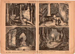 Aggteleki barlangképek I. (1), egyszín nyomat 1885, Magyar Lexikon, Aggtelek, barlang, baradla