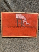 AA TÓTH Franyó Teraszon üldögélő nő olaj festmény 16x24cm
