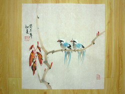 Two birds on the branch, Chinese painting