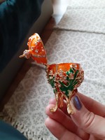 Fabergé tojás orosz narancs tűzzománc  borítással kristállyal