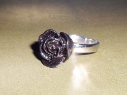 Fekete Korall Rózsa Tibeti ezüst Gyűrű 7-es