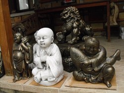 Koi Halat tartó Buddha kő szobor Bronz irozott Kültéri Fagyálló MűKő Feng Shui Japán kertépítő elem