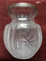 Metal-rimmed, Polished, Iridescent Glass Vase