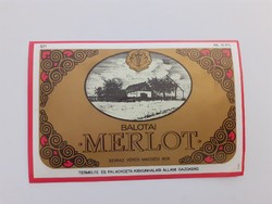 Retro boros üvegcímke Balotai Merlot bor címke