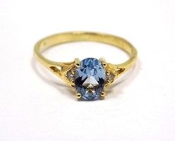 Kék-fehér köves arany gyűrű (ZAL-Au92654)