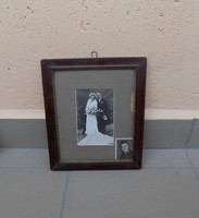 Régi üvegezett képkeret esküvői fotóval 1946-ból 22*26 cm