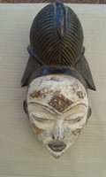 Antik patinás Punu népcsoport fa maszk Gabon Afrika népművészet