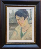 Erdélyi Mihály: Szemüveges hölgy portréja (40x30)