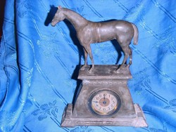 Antique mantel clock with horse statue figure