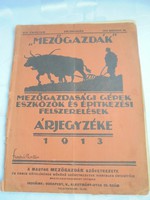 Mezőgazdasági árjegyzék 1913-ból