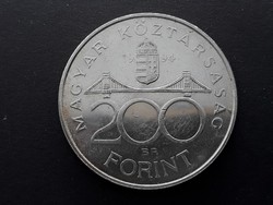 Ezüst 200 Ft 1994 érme - 94-es, enyhén patinás Deák Ferenc-es ezüst fém kétszázas pénzérme eladó