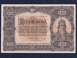 Nagyméretű Korona Államjegyek 1000 Korona bankjegy 1920 Gyönyörű! (id41813)