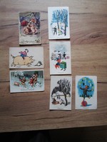 Régi antik üdvözlő boldog új évet képeslapok 6 darab