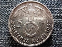 Németország Ritkább Horogkeresztes .900 ezüst 5 birodalmi márka 1937 G (id41797)