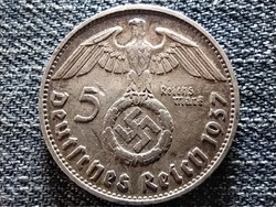Németország Ritkább Horogkeresztes .900 ezüst 5 birodalmi márka 1937 F (id41795)