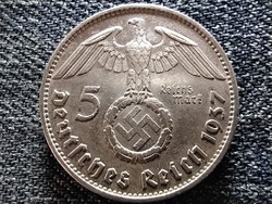 Németország Ritkább Horogkeresztes .900 ezüst 5 birodalmi márka 1937 E (id41794)