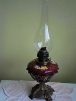 Majolikás régi  asztali petróleum lámpa