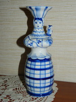 Ritka Orosz Gzhel porcelán figurális váza