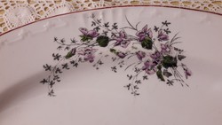 Ibolyás porcelán, virág mintás, gyönyörű régi tálaló, Gyűjtői darab, tál, asztalközép, kínáló​