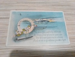 Antik Amerikai Üdvözlő képeslap.
