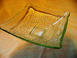 Zöld művészi vastag jeges, rücskös üvegtál