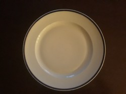 Kék-arany csíkos kerek Zsolnay süteményes (húsos, köretes) kínáló tányér / tál, 30 cm átmérőjű