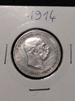 Gyönyörű ezüst 1 Korona 1914