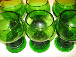 Zöld buborékos üveg  talpas pohár készlet