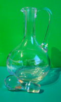 Szőlőfürt mintás -Csiszolt üveg- boros kínáló kancsó - csiszolt üvegdugóval
