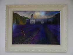 Painting, lavender landscape.
