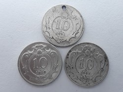 Ausztria 10 Heller - Osztrák 1895, 1907, 1910 heller pénzérme - Heller LOT eladó