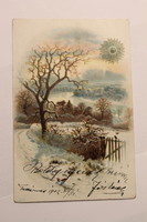 Antik levelezőlap, képeslap, újévi üdvözlőlap, 1902