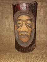 Carved head, carved face, wood carving