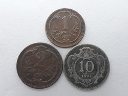 Ausztria 1,2,10 Heller sor - Osztrák Heller sor 1912,1898,1895 pénzérme eladó