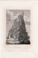 Mont - Saint - Michel, acélmetszet 1859, Meyers Universum, eredeti, 9 x 13 cm, Franciaország