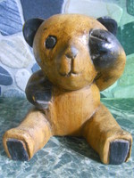 Medve mackó szobor fa faragott indonéz keleti 11*10 cm