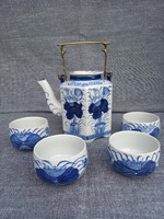 Kinai porcelán teás szett-Kék fehér máz alatti- Republic period (1910-50)