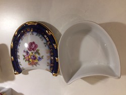 Gyűjteményből eladó német, martinrodai porcelán ékszertartó - nagy kék patkó (70)