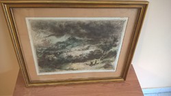 Elekfy Jenő Copper Engraving 54x44 cm with Frame