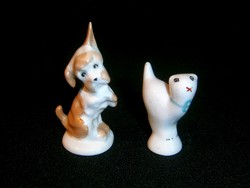 Aquincumi porcelán kicsi kutya és Hollóházi csikkelnyomó cica