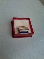 Szögletes kék köves külföldi fémjelzett ezüst gyűrű